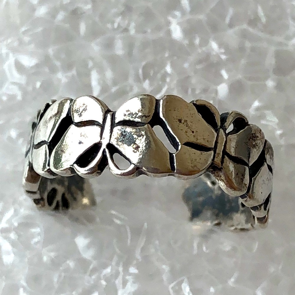 Vintage  sterling silver butterfly ear cuff toe ring